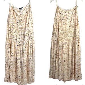 Peruvian Collection Midi Sundress 100% Silk Drawstring Waist Lace Neckline Sz L